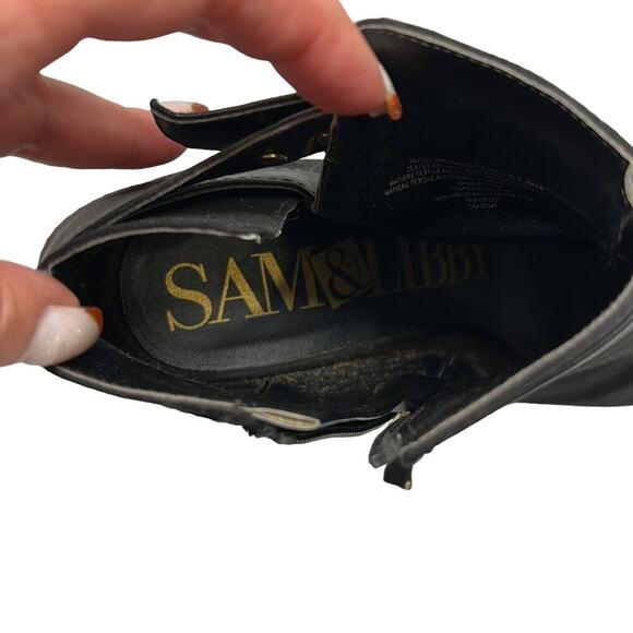 Sam Libby Black Suede Booties peep toe Size 9 Preowned - Picture 8 of 10